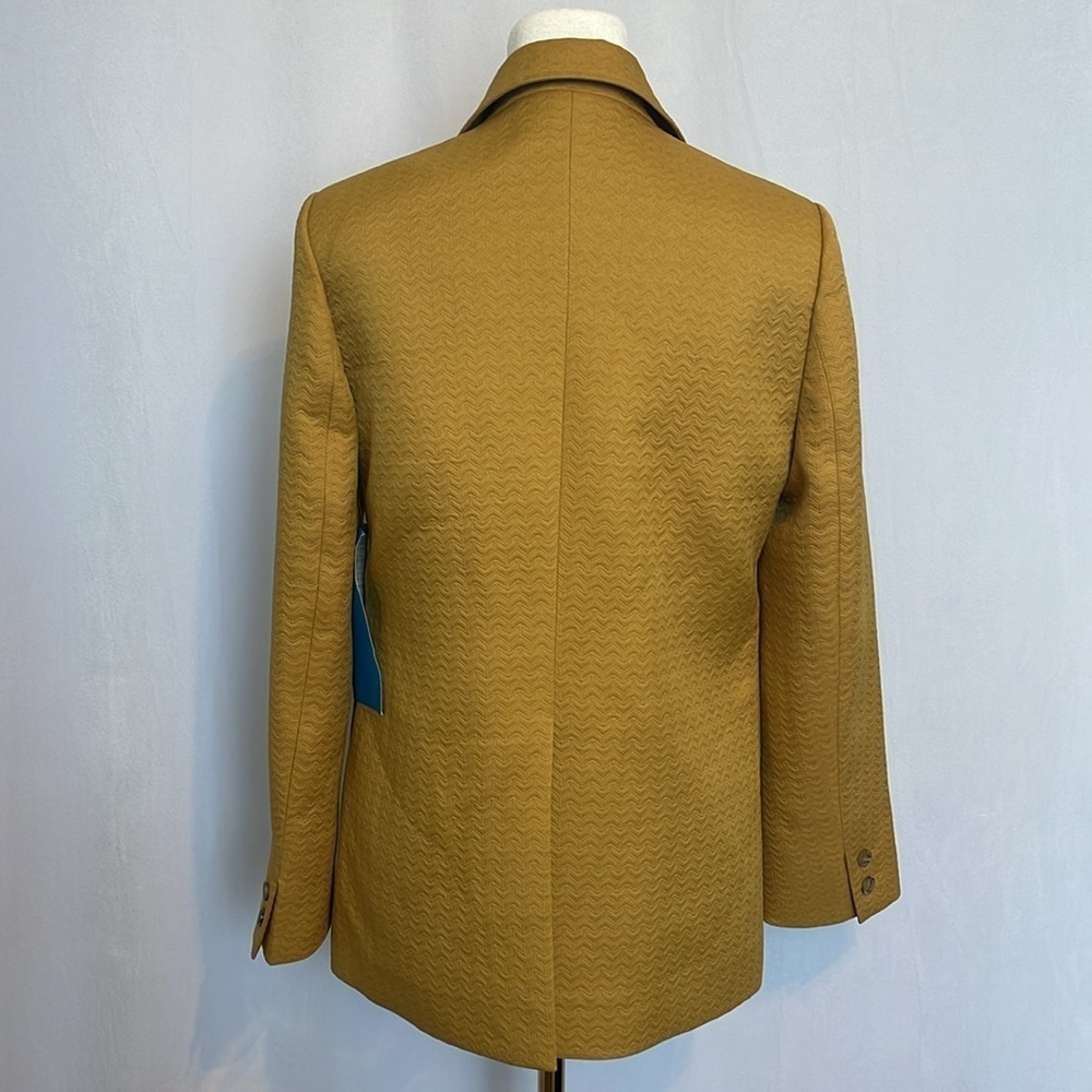 NWT The Great The Blazer Jacquard Suit Jacket Size S 4-6 Mustard Yellow Chevron - Picture 5 of 13